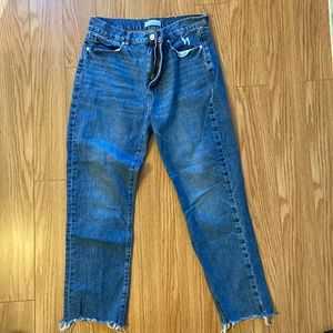 Loft high waisted straight crop with a frayed bottom